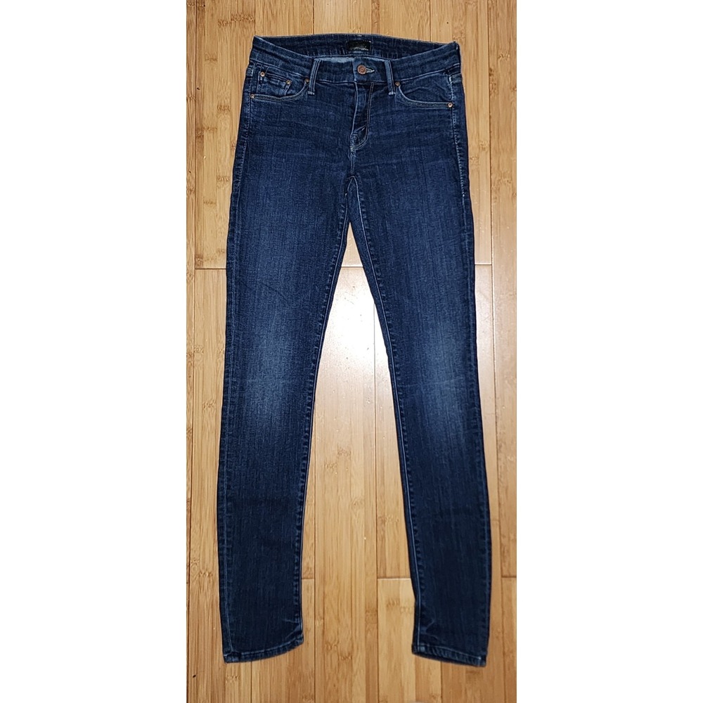 Mother The Looker Skinny Jeans Here Kitty Kitty Dark Wash Blue Denim Size 27x30